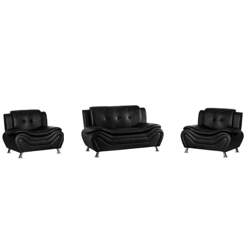 Kingway Furniture Gilan Faux Leather 3 PC Loveseat and 2 Club Chair Set