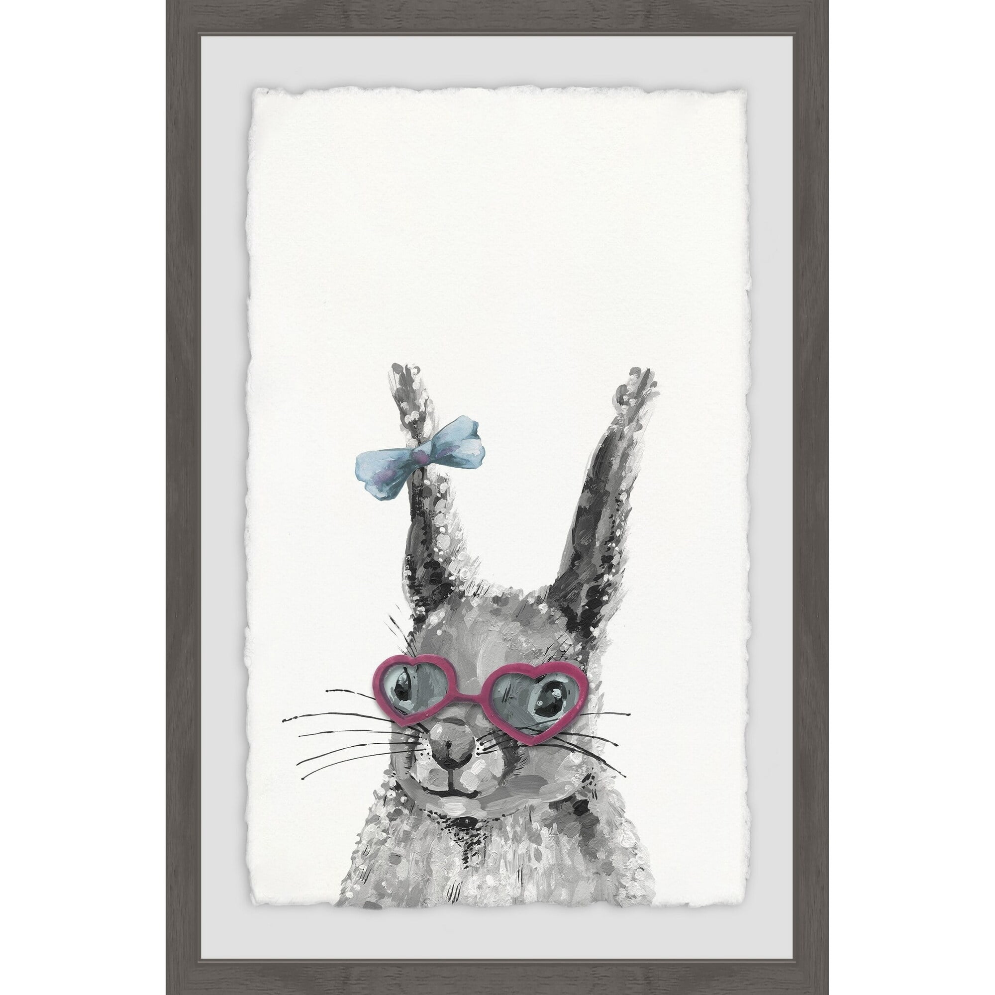 Bow On Bunny Framed Painting Art Print, 20.00" x 1.50"