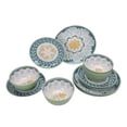thumbnail image 3 of Better Homes & Gardens 12-Piece Floral Green Reusable Dishwasher-Safe Bamboo Melamine Plastic Tableware Set (Service for 4), 3 of 20