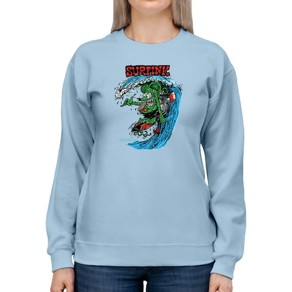 Rat Fink Surfing Rat Sweatshirt Women -T-Line Designs, Female 3X-Large