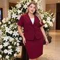 thumbnail image 4 of Agnes Orinda Women's Plus Size 2 Piece Short Sleeve Blazer with Pencil Skirt Office Business Suit Set with Button 3X Burgundy, 4 of 8