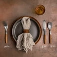 thumbnail image 5 of Flatware Silverware Cutlery Set, Stainless Steel, Teak Wood Dining Utensils, Eating Dinnerware, 5 of 10