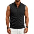 thumbnail image 5 of Men's Solid Color Golf Vest, Stand Collar Full Zip Sleeveless Jacket with Zipper Pockets, Lightweight Casual Golf & Outdoor Vest Size 4XL Black, 5 of 9