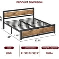 thumbnail image 2 of Twister.CK King Size Bed Frame with Wooden Headboard and Footboard, Metal Frame Bed Platform No Box Spring Needed, Rustic Brown, 2 of 8