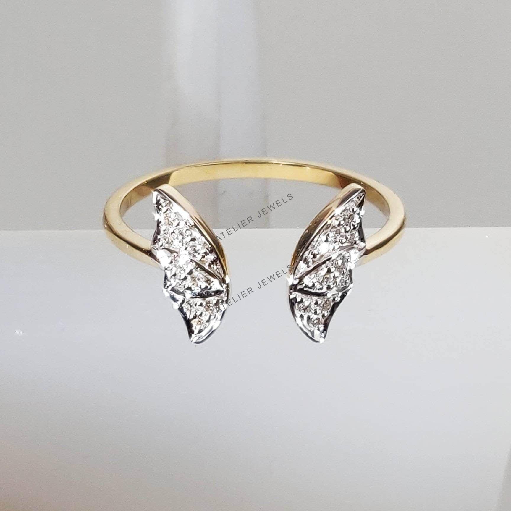 Diamond Ring,14K Gold Fine Diamond Ring, Bridesmaids' Alternative Engagement Ring, Diamond Solid 14K Yellow Gold Ring, Diamond Jewelry
