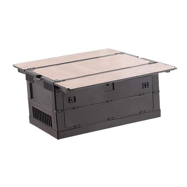 Caja de almacenamiento plegable para acampar, contenedor de almacenamiento portátil para dormitorios, casas rodantes y viajes Negro