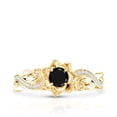 thumbnail image 5 of Rosec Jewels Natural Black Spinel Flower Engagement Ring with Diamond, Black Spinel Engagement Ring, 14K Yellow Gold, US 5.00, 5 of 9