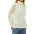 thumbnail image 2 of Women'S Sweaters Fall Winter Quarter Zip Casual Ribbed Cable Knit Pullover White One Size, 2 of 9
