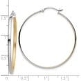 thumbnail image 4 of 14kw White Gold w/Yellow Rhodium Polished and Brushed 2.2mm Hoop Earrings, 4 of 6