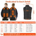 thumbnail image 6 of Heated Vest for Men Women, Electric Heated Jacket with 10000mAh Battery Pack, 11 Heating Zones for Outdoor Riding Hiking, 2XL, 6 of 9