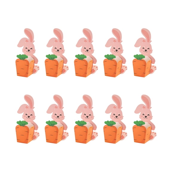 10 Pack Easter Bunny Carrot Treat Boxes, 3D Rabbit Candy Favor Boxes for Cookies Chocolate Easter Egg Hunt Spring Party Gift Box Decoration, 5.91x0.54 Inch