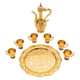 thumbnail image 2 of Vintage Metal Tea Set Coffee Set with Teapot, 6 Cups and Serving Tray Gold, 2 of 7
