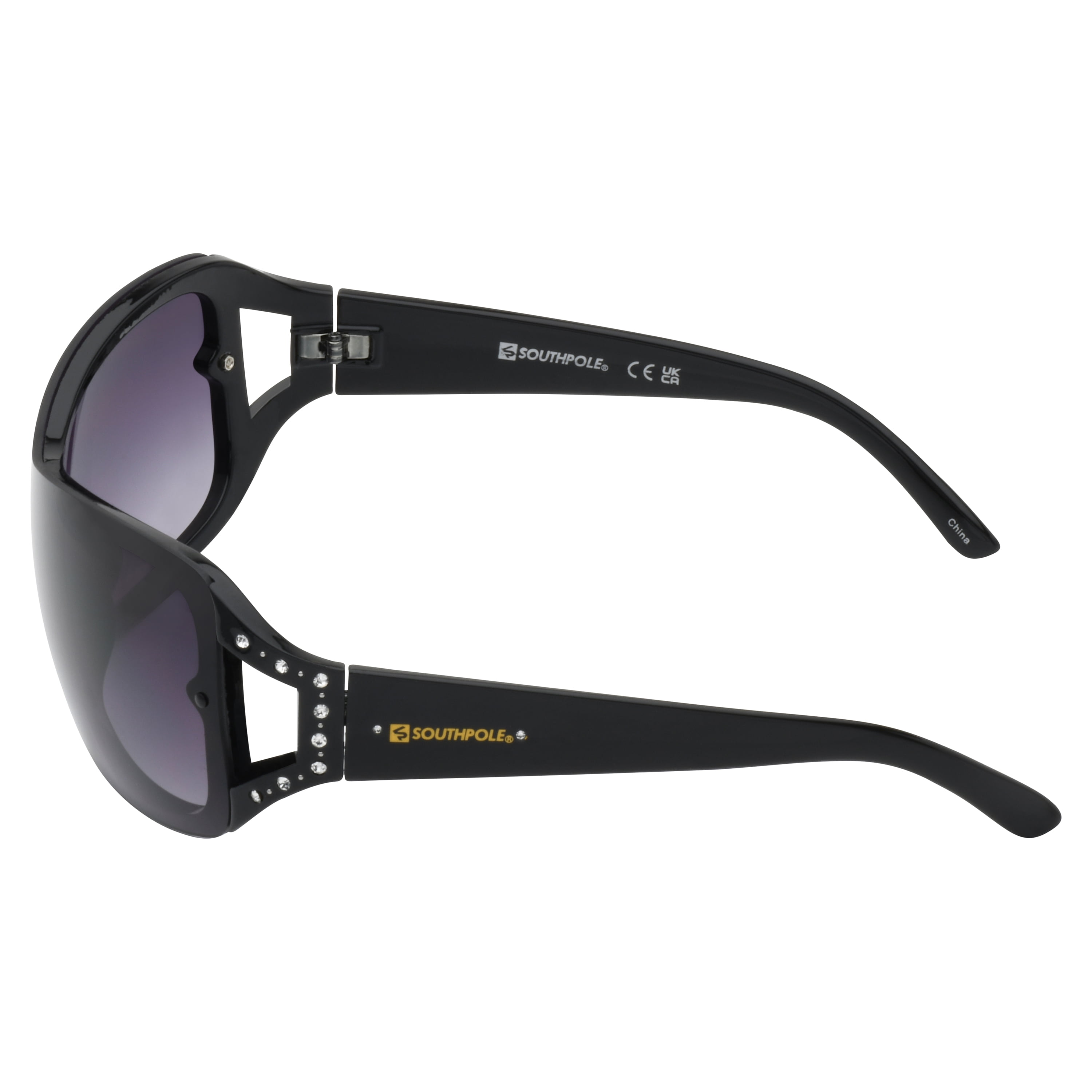 Southpole Women's 1098SP Embellished Wrap UV400 Protective Rectangular Fashion Sunglasses, 59mm