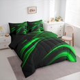 thumbnail image 4 of Manfei Modern Geometric Artistic 7pcs Bedding Comforter Set,Stripes Lines Aesthetic Queen Bedding Sets,Neon Green Black Queen Sheet Sets For Girl Kids,Microfiber Bedroom Decor Reversible, 4 of 9