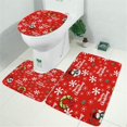 thumbnail image 2 of Red Christmas Snowman Pattern Bathroom Rugs Sets 3 Piece,Toilet Cover Set,Absorbent Non Slip Bathroom Mats Sets with U-Shaped Contour Rug Toilet Rug Set, 2 of 5