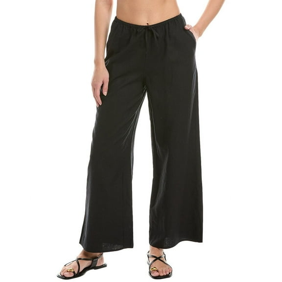 Onia womens Air Drawstring Linen-Blend Pant, l, Black