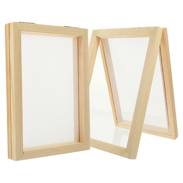 KALLORY 2Pack Paper Making Craft Frame Paper Frame Supplies Wood Natural Tool For Kindergarten Activities
