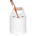 thumbnail image 4 of Autumn Alley Farmhouse Toothbrush Holders for Bathrooms - Rustic Galvanized Tooth Brush Holder - Farmhouse Bathroom Accessories Country Decor, Toothpaste & Electric Toothbrush Compartment, White, 4 of 6