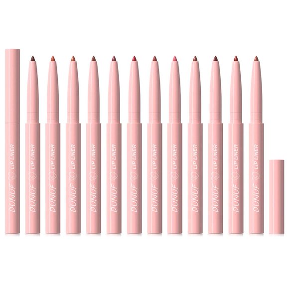 Set of 12 Dunuf Velvet Matte Textured Lip Pencils Easy to Color Long Lasting Makeup