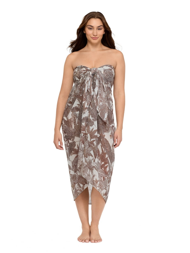 knee length dresses for ladies Unique Vintage Green & Tiger Print Leilani Sarong Dress