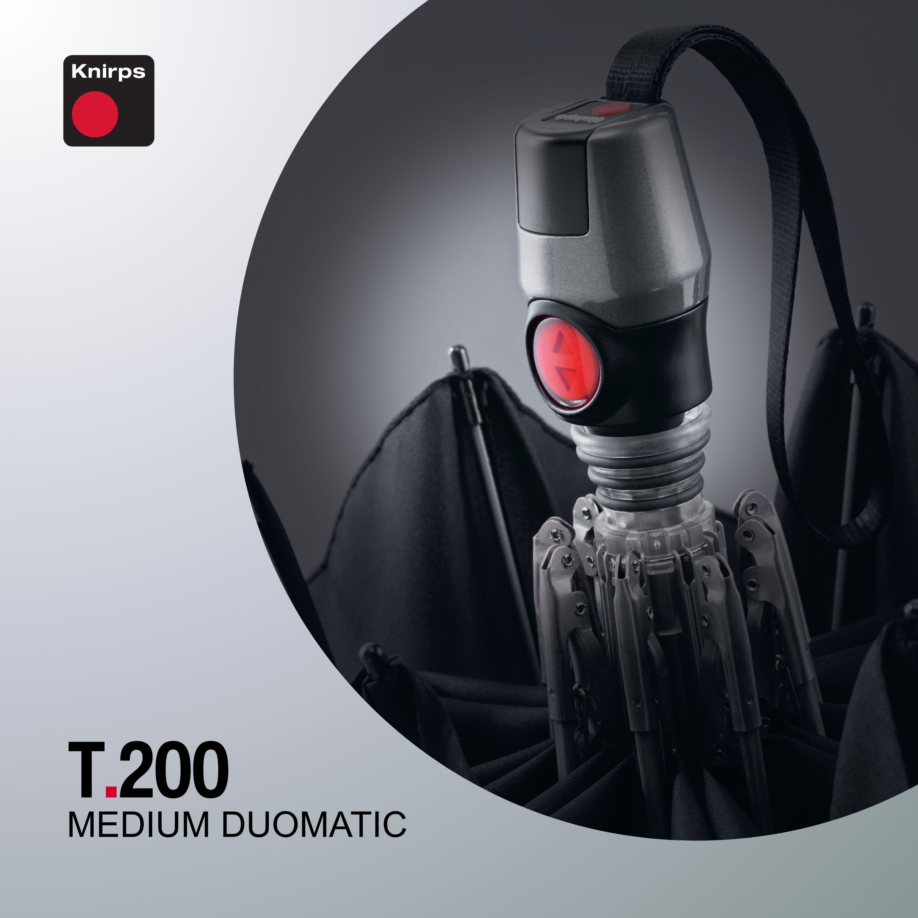 Knirps T.200 Duomatic Compact Rain Umbrella in Black– Wind Tunnel Tested to 93 mph, Aluminum Steel Fiberglass Frame, 38in Canopy, OEKO-TEX, High-Performance Automatic Travel Umbrellas