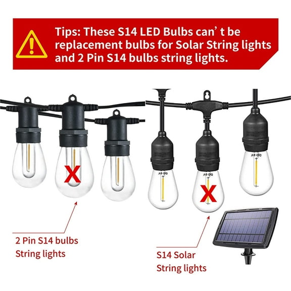 PYYAN-Shatterproof LED S14 Replacement Light Bulbs,E26 Medium Screw Base, Vintage Edison Bulbs Equivalent to 11 Watt, Fits for Commercial Outdoor Patio String Lights, 2200K Warm White, 15 Pack