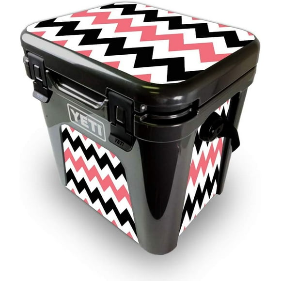 Skin for Yeti Roadie 24 Hard Cooler - Black Pink Chevron | Protective, Durable, and Unique Vinyl Decal wrap