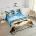thumbnail image 4 of Erosebridal Summer Beach Comforter Sets, Oil Painting Boat Comforters & Duvets, Nautical Theme Bedroom Decor, Reversible 2-Piece, 4 of 8