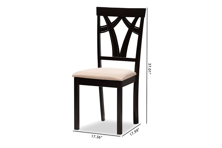 Baxton Studio Sylvia Modern and Contemporary Sand Fabric Upholstered and Espresso Brown Finished Dining Chair Set
