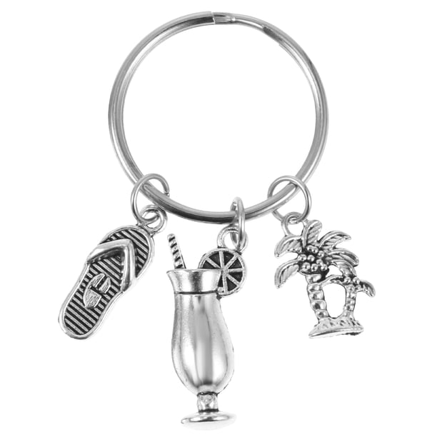 1pc llavero aleación cóctel flip-flops árbol colgante titular llavero anillo ornamento