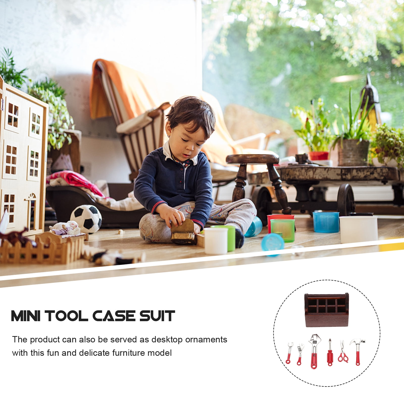 Dollhouse Tool Miniature Tools Kit Mini House Set Repair Metal Hammer Box  Pretend Tiny Kid Building Accessories Play