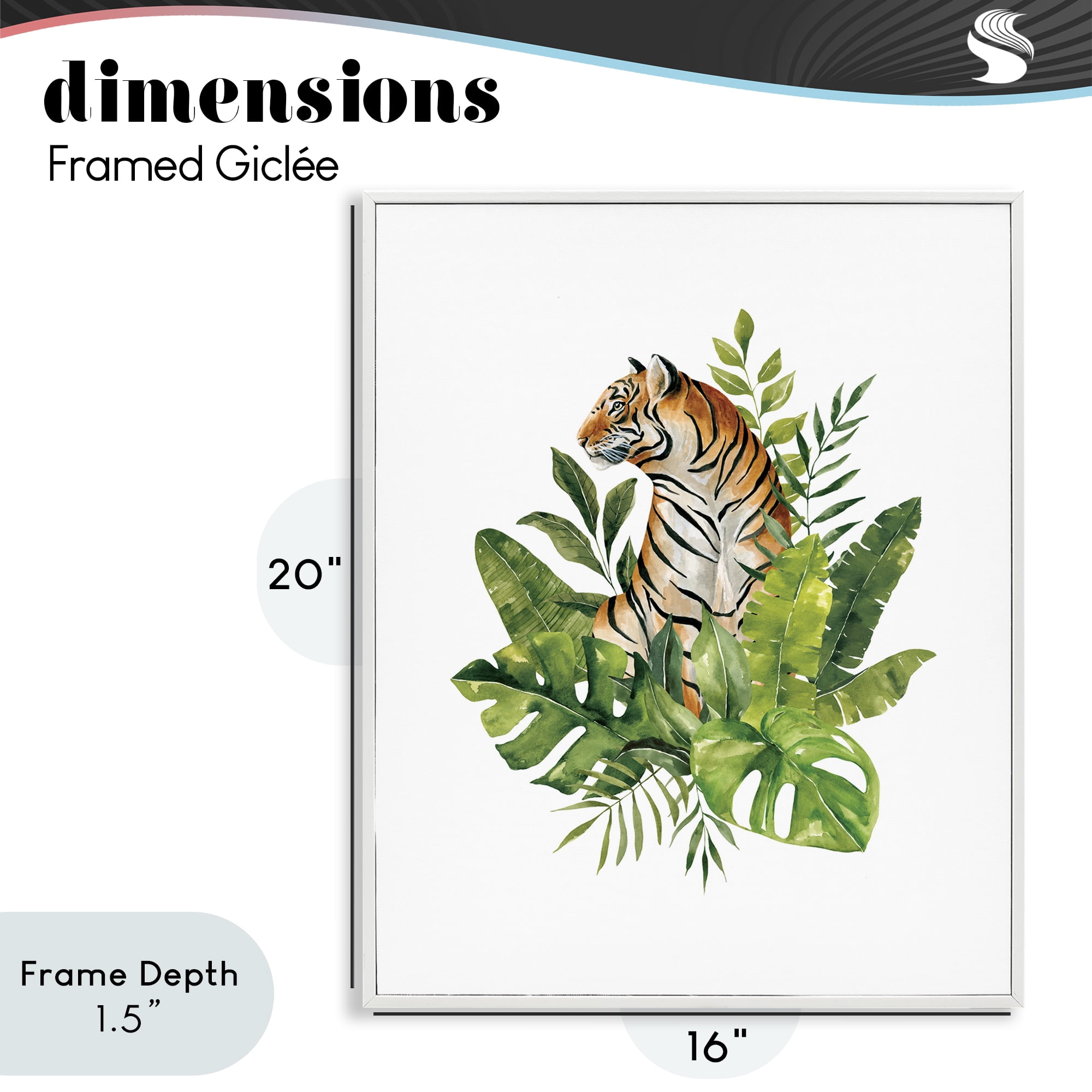 Stupell Industries Exotic Jungle Tiger White Framed Giclee Art, design by Bethany Sandoval