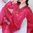 thumbnail image 3 of Wensltd Silk Pajamas for Women 2 Piece Pullover Top and Pants Fall Winter Soft Loose Sleepwear Sets, 3 of 8