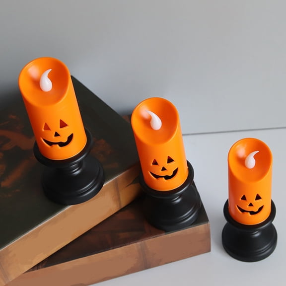 Miwamany 3PCS Halloween Pumpkin Lights ,Fall Decorations for Home, LED Orange Pumpkin Lights FlameLess Candles Battery Operated Thanksgiving Candles for Table Home Party Halloween Decor