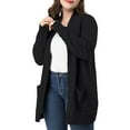 thumbnail image 5 of MODA NOVA Juniors Plus Size Relaxed Fit Open Front Long Sleeves Kimono Style Sweater Cardigan, 5 of 6
