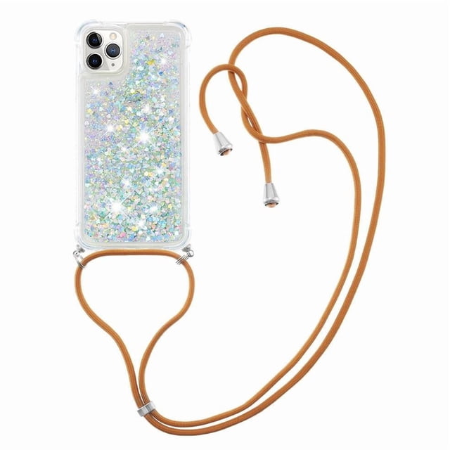 Funda FOXDOCK para iPhone 11 Pro Max con Cuerda Ajustable, Brillo Líquido, Protección Antigolpes y Lente – Ideal para Regalo