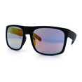 thumbnail image 4 of Mens Color Mirror Soft Matte Flat Top Sport Horn Rim Rectangle Sunglasses Matte Black - Orange Mirror, 4 of 8