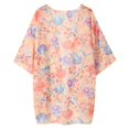 thumbnail image 7 of Rovga Women'S Swimwear Cover Ups Short Sleeve Ladies Lfloral Print Chiffon Cardigan Oose Beach Wear Cover Up Blouse Top 2Xl Pink, 7 of 7