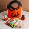 thumbnail image 2 of KQJDYXW 50 Halloween Orange Pumpkin Head Tote Bags Plastic Supermarket Shopping Bags Trick or Treat, 2 of 7