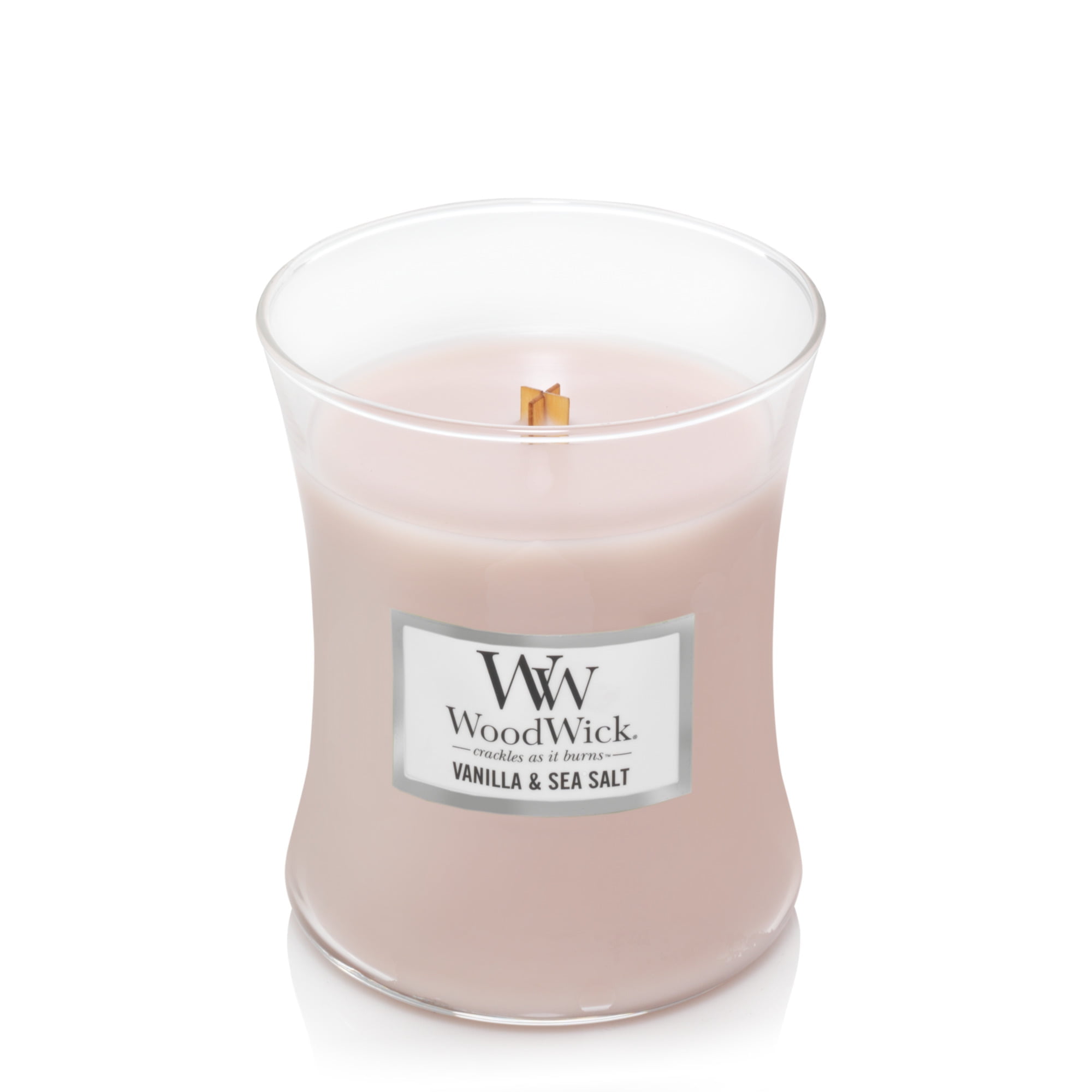 WoodWick Vanilla & Sea Salt - Vanilla and sea salt scented candle with  wooden wick and lid glass small 85 g - VMD parfumerie - drogerie