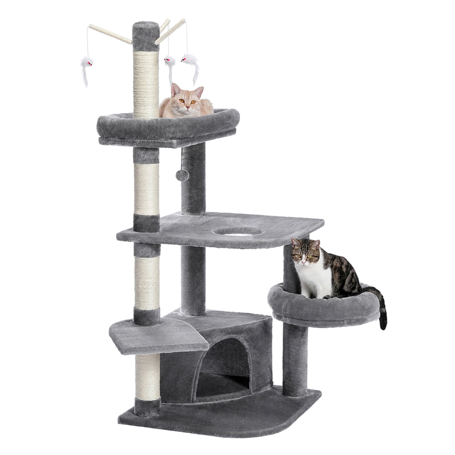 Pefilos Cat Tree for Indoor Cats Large with Scratching Post and Hanging Bed Cat Condo for Multiple Cats, Cat Tree Tower for Outdoor, Gray Pefilos Cat Tree for Indoor Cats Large with Scratching Post and Hanging Bed Cat Condo for Multiple Cats, Cat Tree Tower for Outdoor, Gray