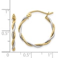 thumbnail image 4 of Primal Gold 14K Two Tone Gold 1.8mm Twisted Hoop Earrings, 4 of 4