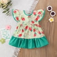 thumbnail image 2 of Cute Clothes for 𝐈𝐧fant Toddler Girls Fly Sleeve Strawberry Prints Ruffles Dress Dance Party Dresses Clothes, 2 of 9