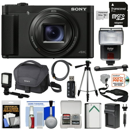 Sony Cyber-Shot DSC-HX99 4K Wi-Fi Digital Camera with 64GB Card + Case + Battery + Charger + Flash + LED Light + Tripod +