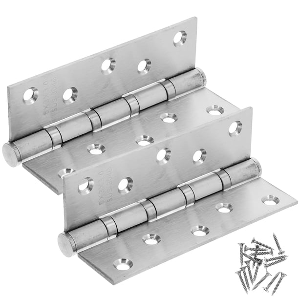 Bisagras de puerta de acero inoxidable: 2 piezas de bisagras con rodamiento de bolas, plantilla de bisagra de puerta, herrajes para puertas de entrada, muebles, armarios y alacenas.