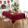 thumbnail image 2 of Christmas Checkered Square Tablecloth Stain Resistant Waterproof and Wrinkle Resistant Washable Soft Table Cloth Gingham Decorations for Dining Room and Outdoor , 43.3" x 43.3" Black and Red, 2 of 7