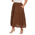 thumbnail image 2 of Beautybatik Brown Women Cotton BOHO Gypsy Long Maxi Tier Flare Skirt 2X, 2 of 5