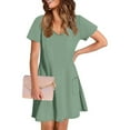 thumbnail image 7 of WRKEKC Summer Casual Dresses for Women, Womens T-Shirt Dresses, Women's Trendy Summer Loose Fitting Dresses Solid Color Short Sleeve V-Neck Casual Dress, 7 of 7