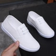 thumbnail image 4 of Women Canvas Slip On Casual Sneakers, Decorative lace-up Low Top Lightweight Anti Slip Daily Walking Flat Shoes, 4 of 9