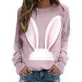 thumbnail image 1 of EHQJNJ Chandail en Molleton Col Rond pour Femmes Graphique Café Imprimé de Pâques Col Rond Pull Décontracté Manches Longues Blouse Ample, 1 of 7